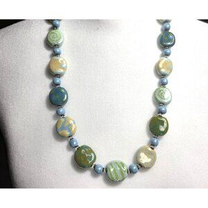 Necklace pastel Blue Green spring Easter wearable art statement Womens Jewelry